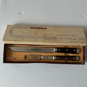 Persona Carving Knife and Fork Set - Black and Silver